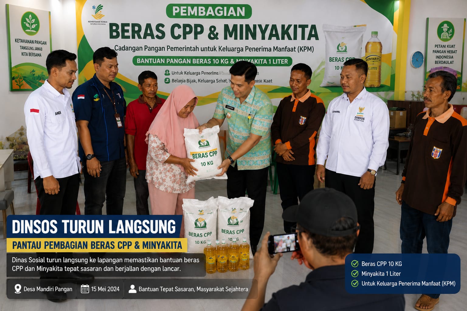 Kepala Dinas Sosial Way Kanan Turun Langsung Kawal Pembagian Beras untuk Warga Gunung Katun dan Setia Negara